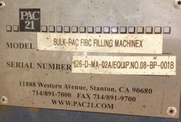 4 Units - Pac 21 Bulk-pac Fibc Filling Machinex (barrett Engineering))